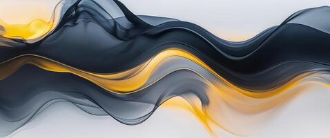 Abstract fluid motion of dark hues blending into golden yellow highlights photo