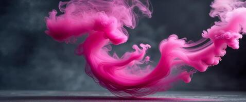 Abstract fuchsia smoke swirls on dark background for creative design projects. photo