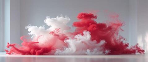 Abstract red and white smoke background for creative design and art projects photo