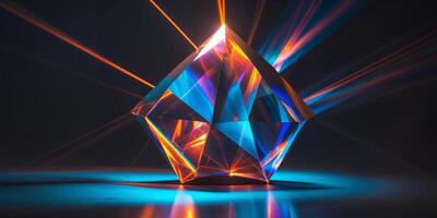 A diamond shaped object with bright light coming from it photo