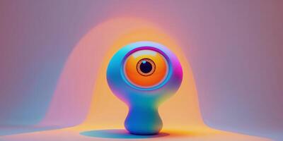 An eye with a colorful light on it photo