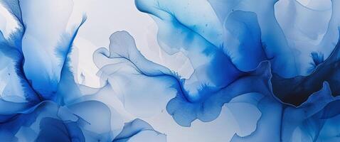 Blue and white abstract painting with a blue background photo