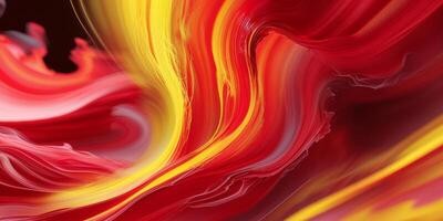 Abstract red and yellow swirls on a black background photo