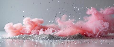 Pink and silver ink on a white background photo