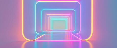 Neon neon light tunnel with a light source photo