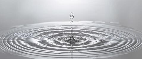 Water drop with ripple on a gray background photo