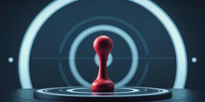 Red game piece on futuristic digital target interface. photo