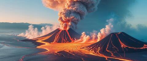 Volcanic eruption in the middle of the ocean photo