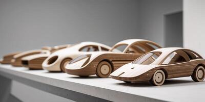 Intricately designed wooden models displayed in a modern studio showcasing craftsmanship and creativity photo