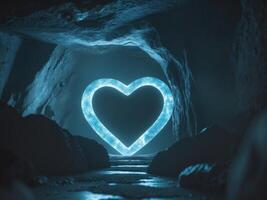 A heart shaped light in a cave photo