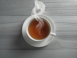 Premium Quality Image of Cup of Tea on a Grey Wooden Background Copy Space Close Up photo