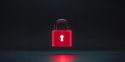 A Glowing Red Digital Padlock Data Security And Data Protection A. photo