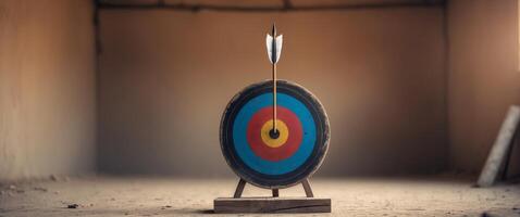 Precise Arrow Hitting Target in Dusty Archery Range photo