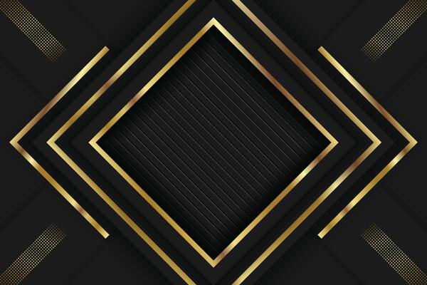 Luxury arrow Gold line Background VIP with black metal texture in 3d abstract style. stock illustration