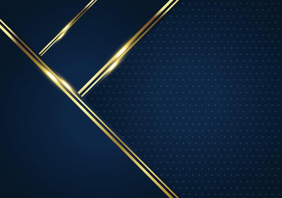 Golden lines luxury on blue dotted pattern with dark blue shades color background