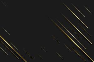Black luxury background with golden line elements and light ray effect decoration vector