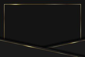 Luxury abstract frame background with golden lines on dark, modern black backdrop concept 3d style. stock illustration vector