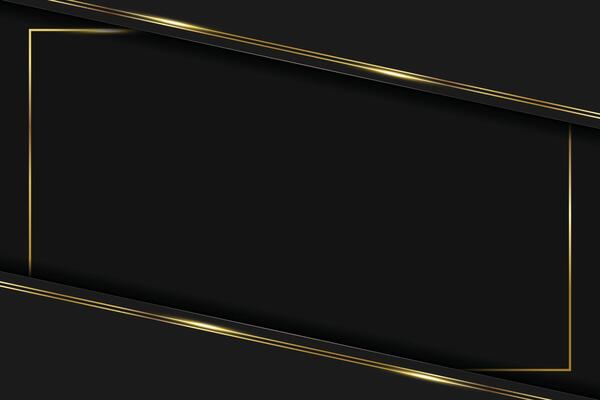 Black luxury background with gold lined frame, minimal scene, empty space for use showcase beauty and cosmetics product or text. stock illustration