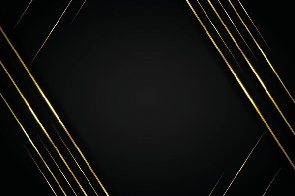 Abstract black background with line gold in paper cut style. stock illustration
