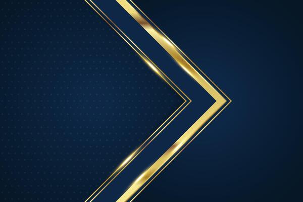 Luxury golden lines on blue dotted pattern with dark blue shades color background