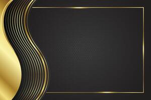 Premium background design with golden waved lines ondark backdrop vector