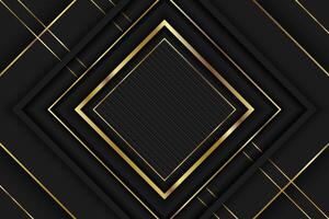 Luxury abstract background with golden lines on dark, modern black backdrop concept 3d style vector