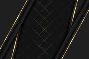 Luxury abstract background, golden lines on dark, modern black backdrop concept 3d style. stock illustration vector