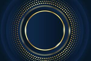 Luxury Golden lines with golden dots on dark blue shaded color background vector