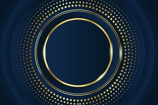 Luxury Golden lines with golden dots on dark blue shaded color background