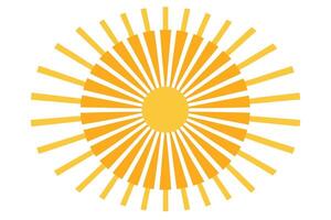 Geometric sunburst design with radial lines and yellow segments on white background vector