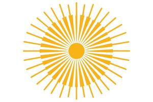 Sunburst Radiating Pattern in Yellow on White Background Abstract vector