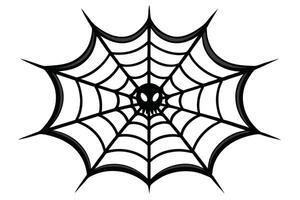 Skull Web Halloween Icon Black Line Isolated on White Background Spooky vector