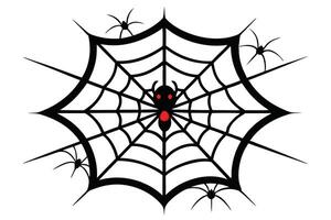 Black Spiders in Web with Red Spots Design on White Background vector