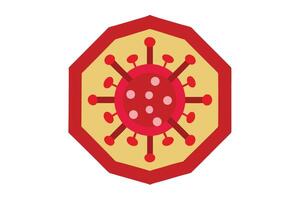 Red Octagon with Stylized Virus Cell on White Background vector