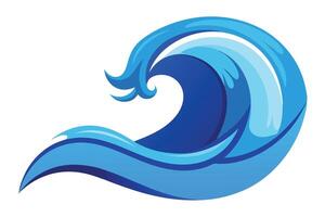Cartoon Styled Blue Wave with White Background, Clean and Simple Design vector