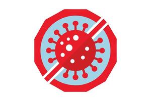 Red Virus Cell Structure with Circle Stripes on Light Blue Backdrop vector