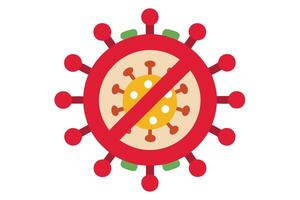 Forbidden Virus Flat Design, Corona with Red Circle and Line on White Background vector