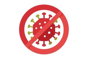 Stop Virus Flat Design with Green and Red Details in Red Prohibited Symbol Sign vector