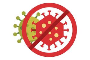 No Viruses Flat Icon, Red Circle with Slash, Germ Stop Sign, Flu, Sickness vector
