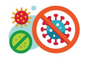 Cartoon Viruses in Prohibition Signs with Vivid Color Isolated on White Background vector