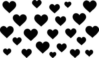 Decorative Black Heart Silhouettes on White Background, Abstract Hearts Design vector