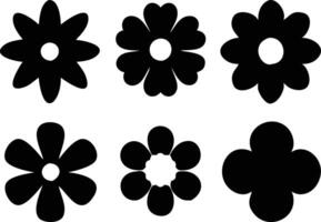 Black Flower Icons Set Variety on White Background, Floral Design Elements vector