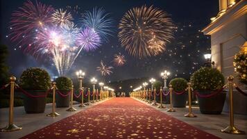 Festive New Years Eve VIP Red Carpet Fireworks Background photo