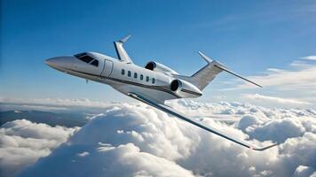 Private Jet Above Clouds Luxury Air Travel flight photo
