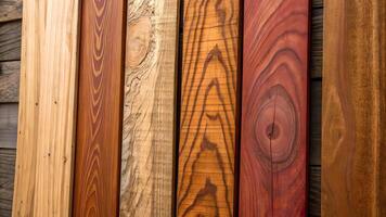 Aerial View of Diverse Wood Planks, Highlighting Natural Grain Patterns and Colors, Sustainable Lumber Practices, Eco Friendly Building Materials, Environmental Impact, Forest Conservation, Renewable photo
