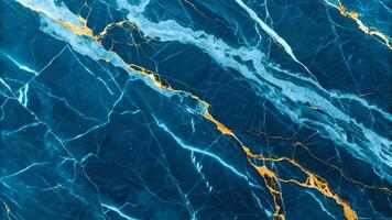 Dark blue marble texture with golden veins, luxurious and elegant background for design projects, high resolution image. photo