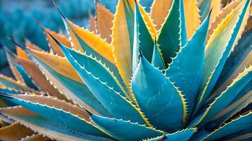 Close Up of Spiky Aloe Vera Plant, Highlighting Its Unique Structure and Texture, Desert Flora with Sharp Leaves, Natural Healing Properties, Botanical Photography, Medicinal Plants, Sustainable photo