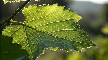 Vine Leaf Detailed Close-Up in Sunlight for Nature Enthusiasts and Botanical Studies vine photo