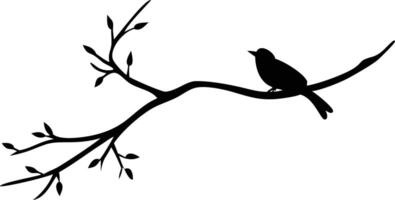 Silhouette of Bird Perched on Branch, Minimalist Design, Graphic, White Background vector