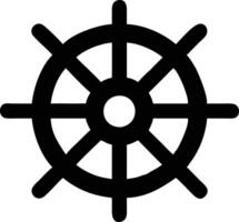 Ship Wheel Black Icon Graphic, Simple Circular Nautical Symbol, Isolated Design vector